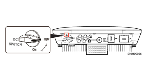 Illustration af bunden af en Huawei inverter